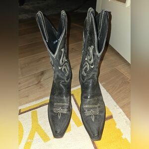 Mens Justin Black Western Cowboy Boots Snip Toe Size 9.5d
